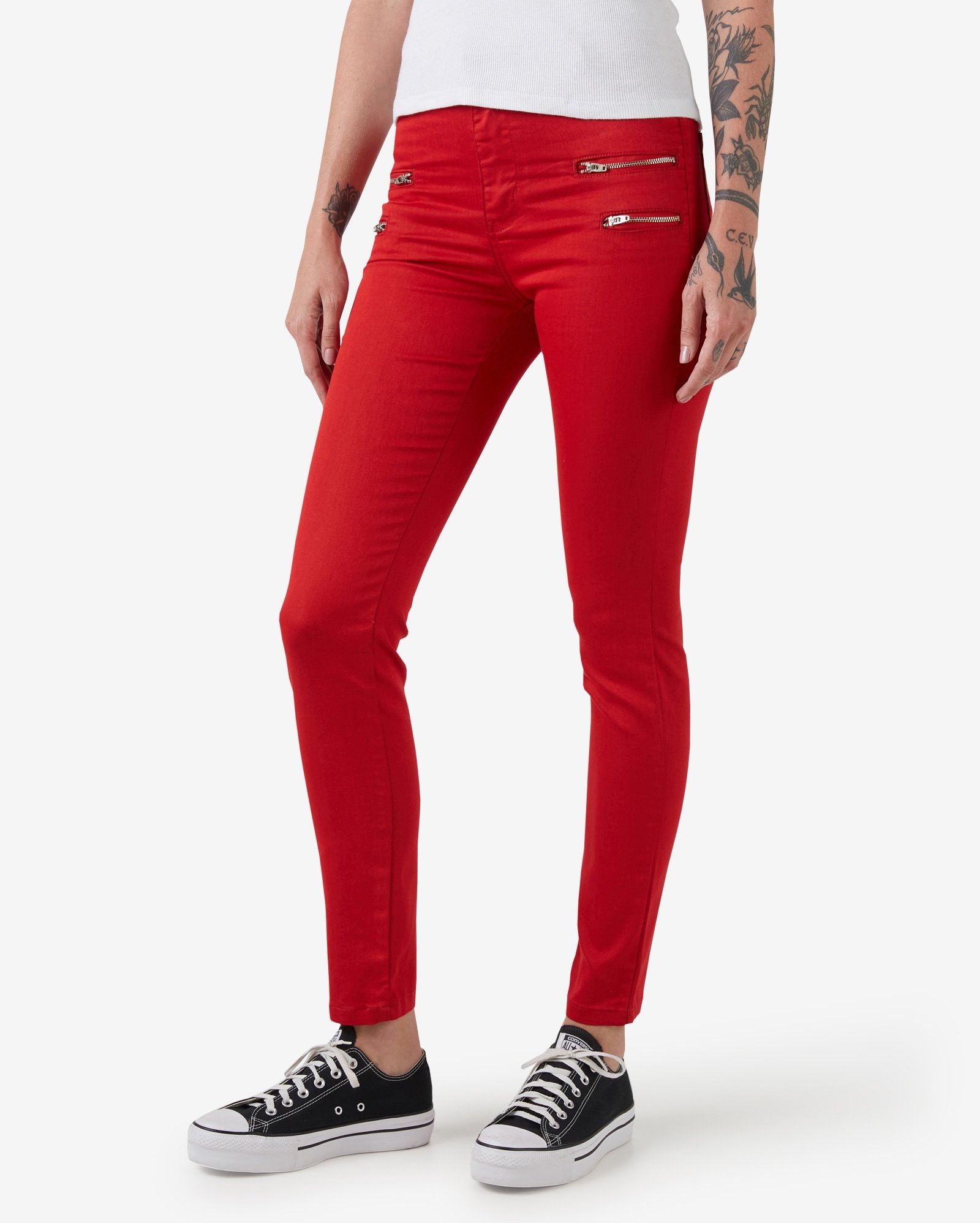 Riachuelo Calca Jeans Color Feminina Skinny Ziper Vermelho Pool By Riachuelo